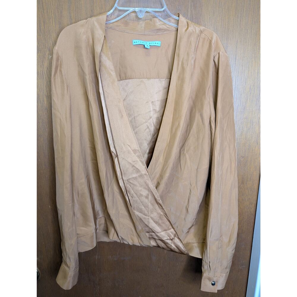 Antonio Melani 100% silk faux wrap shirt